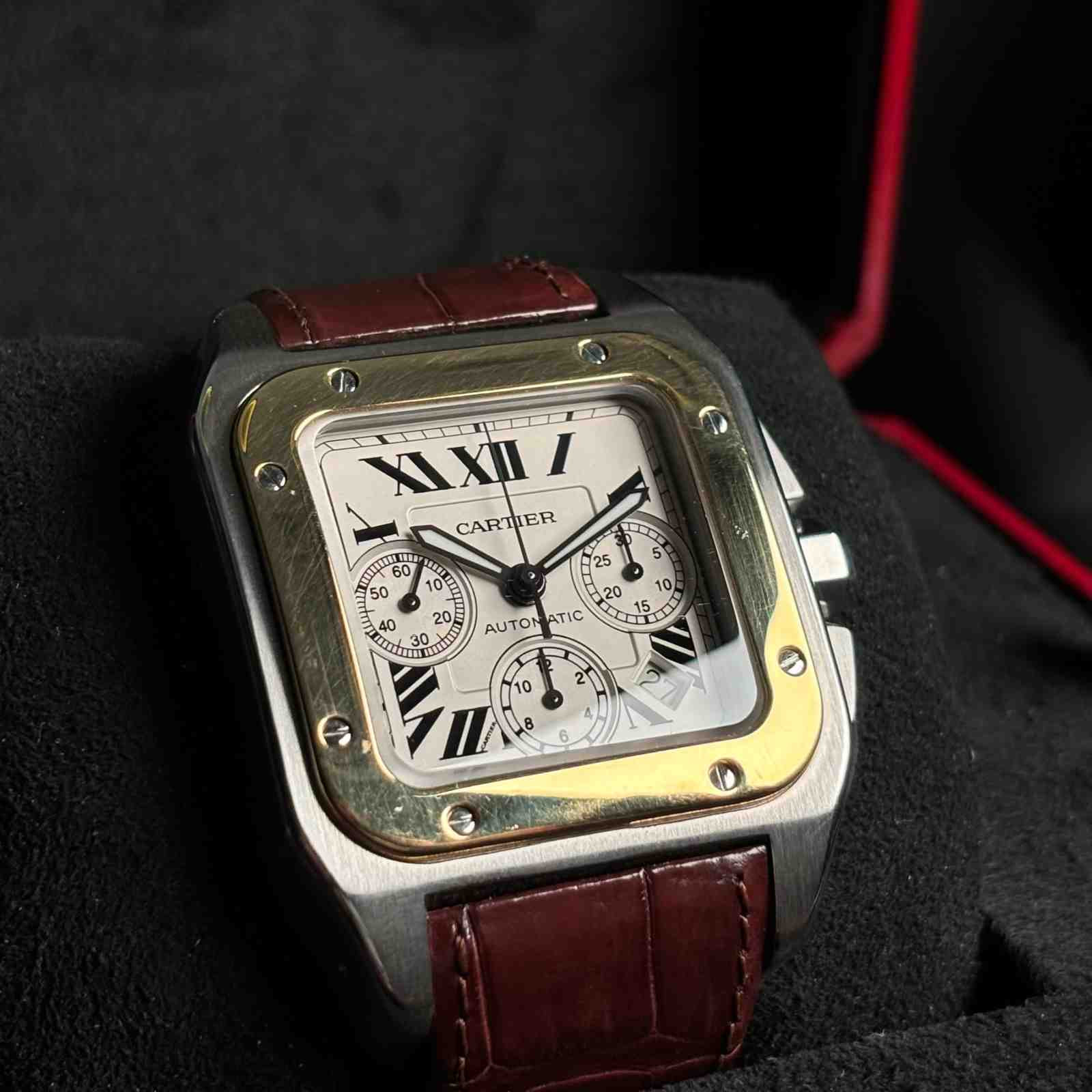 ساعت مردانه کارتیر 55.2*41.5 میلیمتری  1Cartier Santos 100